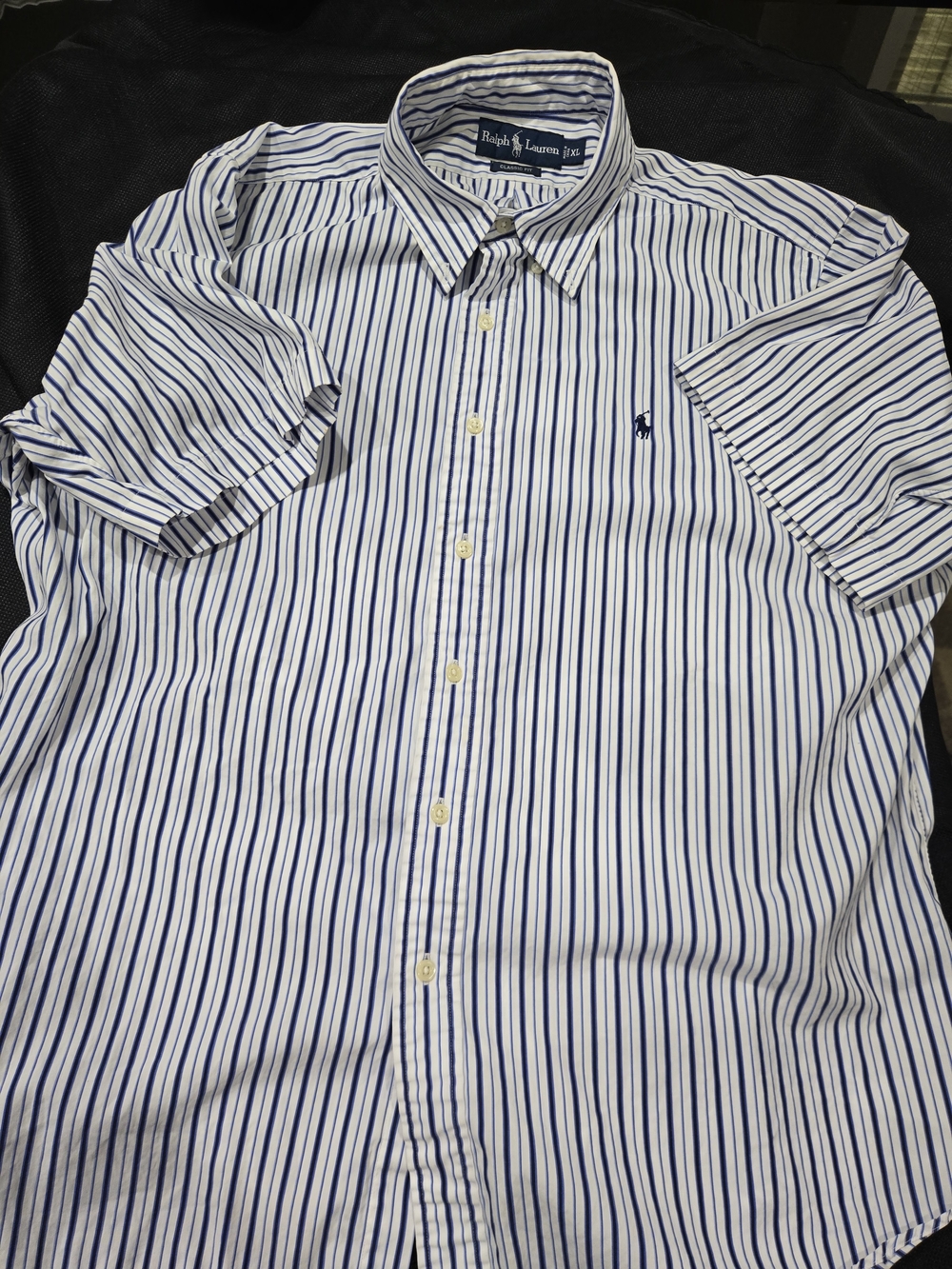 Ralph Lauren Men’s Slim Fit White Shirt with Blue Stripes